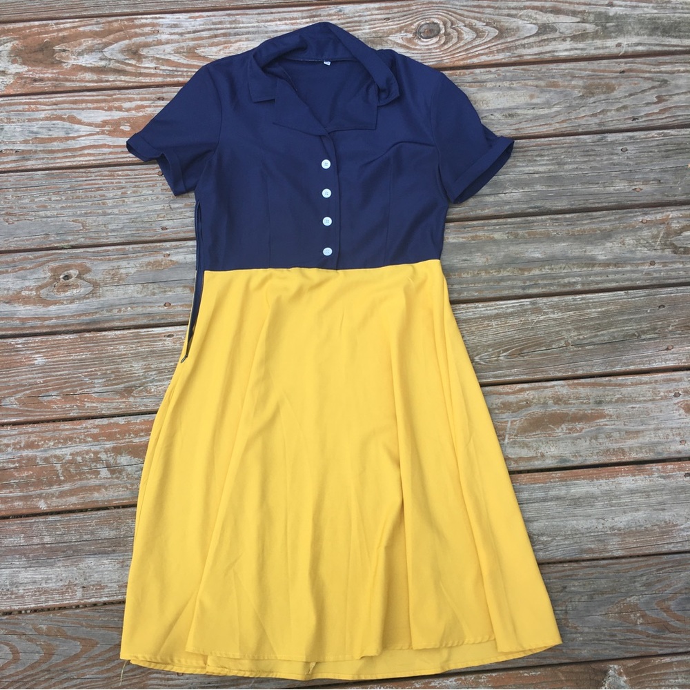 Blue and Yellow ‘50s dress | 2XL
